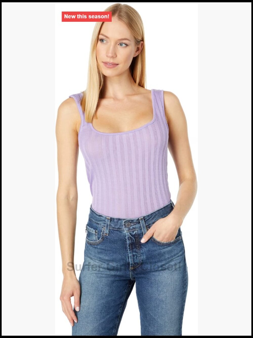 Vince Women's Square Neck Tank Top Wide Cotton Rib